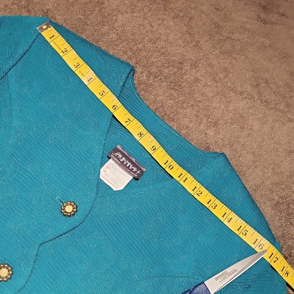 Vintage Savannah Fitted Knit Shirt  Dress Fall Office Party / Sz 5 / Teal - Picture 13 of 16